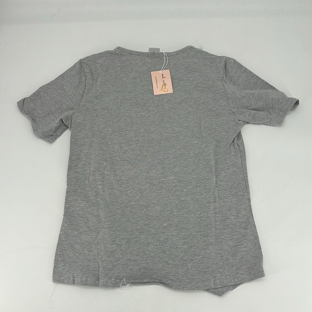 Nwt Mia Belle Girls Women’s Small Gray American Flag T-Shirt — image 7 of 8